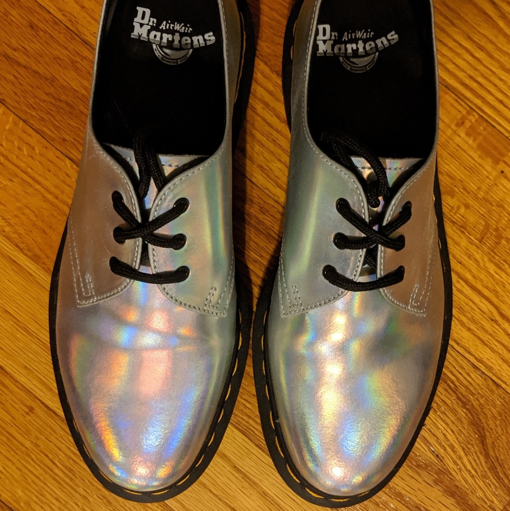 Dr Martens 1461 Silver Lazer Holographic derby 9